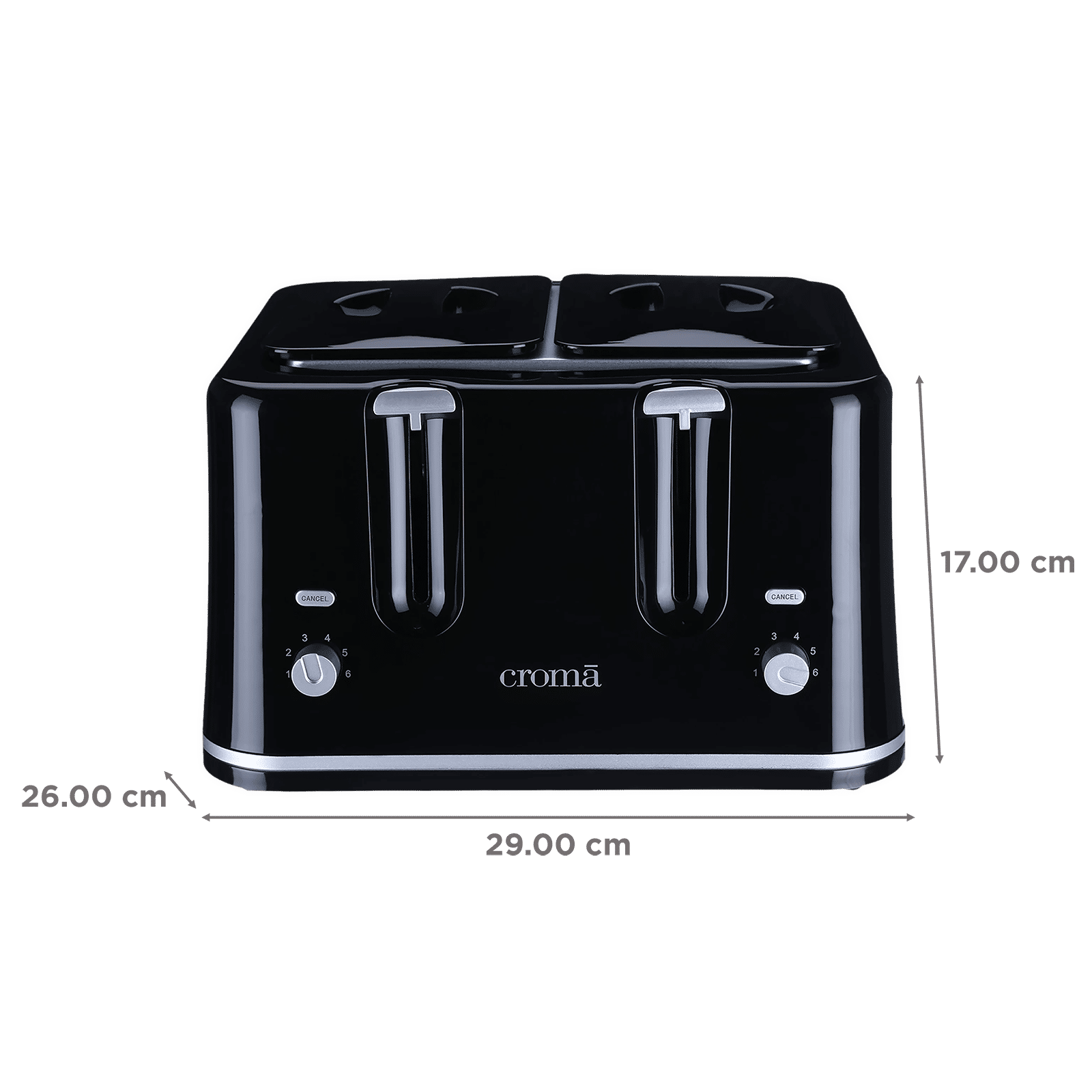 Buy Croma 1740W 4 Slice PopUp Toaster with Removable Crumb Tray (Black